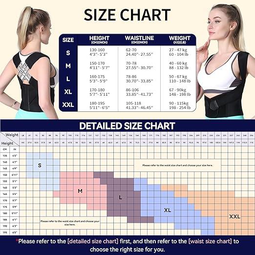 OLLAS Back Brace Posture Corrector Shoulder Straightener for Women and Men, Adjustable Full Back Support Upper and Lower Waist Belt