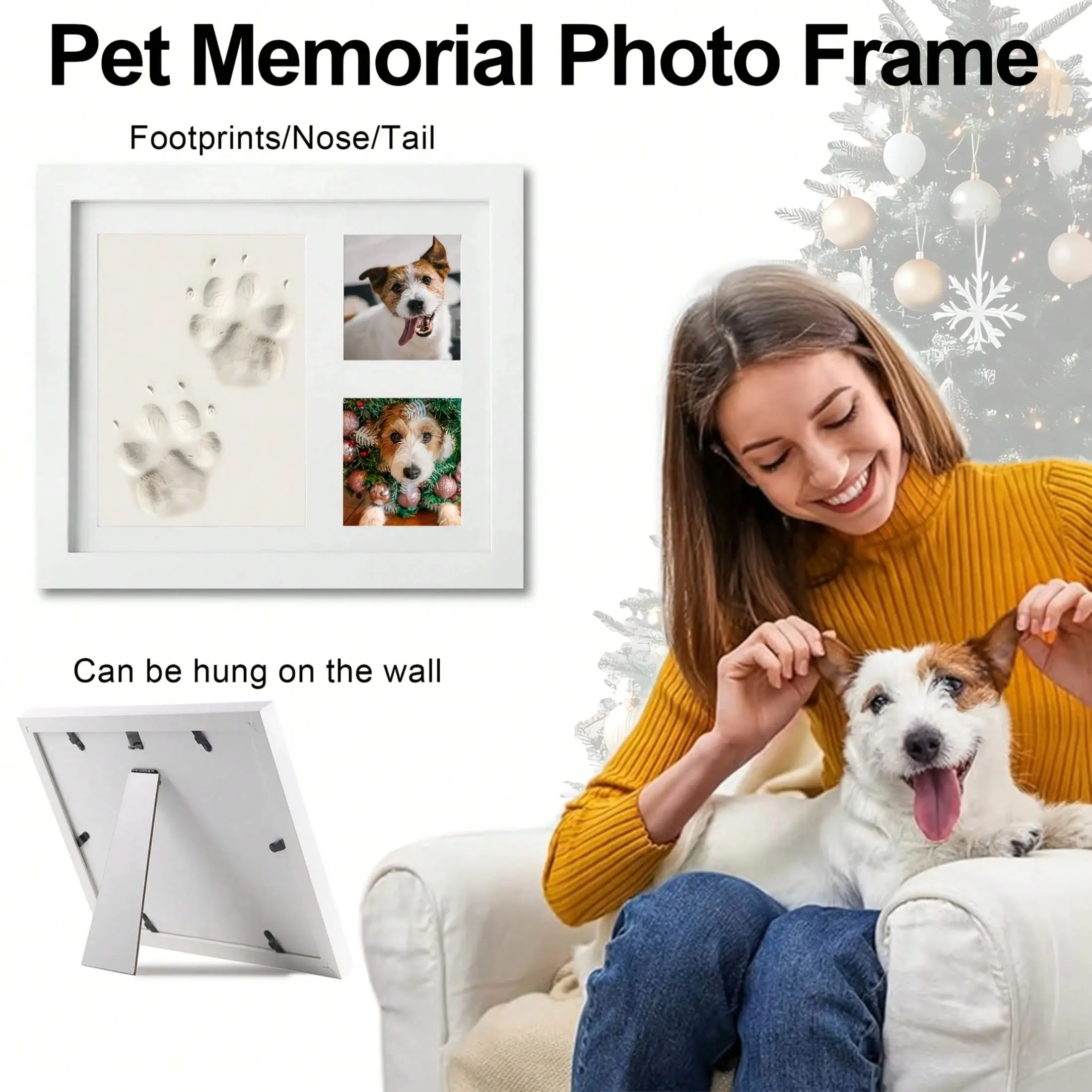 Pet Paw Print Wooden Photo Frame, Memorial Gift for Pet Owners, Heartwarming Funeral Keepsake, Capture Dog or Cat Footprints, Remember Loved Pets