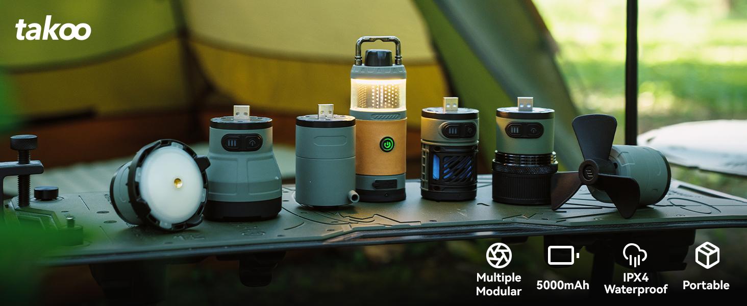 TAKOO Camperkit, Multiple Modular Rechargeable Camping Lantern, Waterprooffor Outdoors, Hiking and Any Emergency