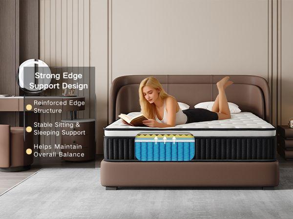 12/14 Inch Twin Full Queen King , Hybrid Memory Foam Mattress in a Box | Pocket Spring + Zoned Support | Soft and Comfortable, Pressure Relief, Medium Firmness, CertiPUR-US Certified( queen size mattress | full size mattress) fort able Coil sleep modern
