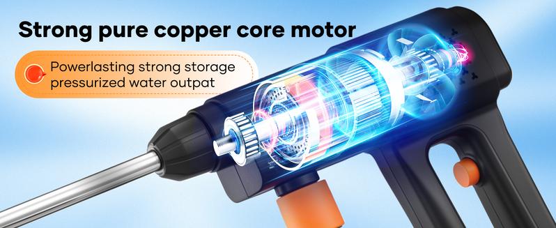 Saker Portable Cordless Pressure Washer 21V 36Bar Jet Power with 20000mAh Battery Car Floor Garden Wall 6-in-1 Adjustable Nozzle Rotating Sprinkler