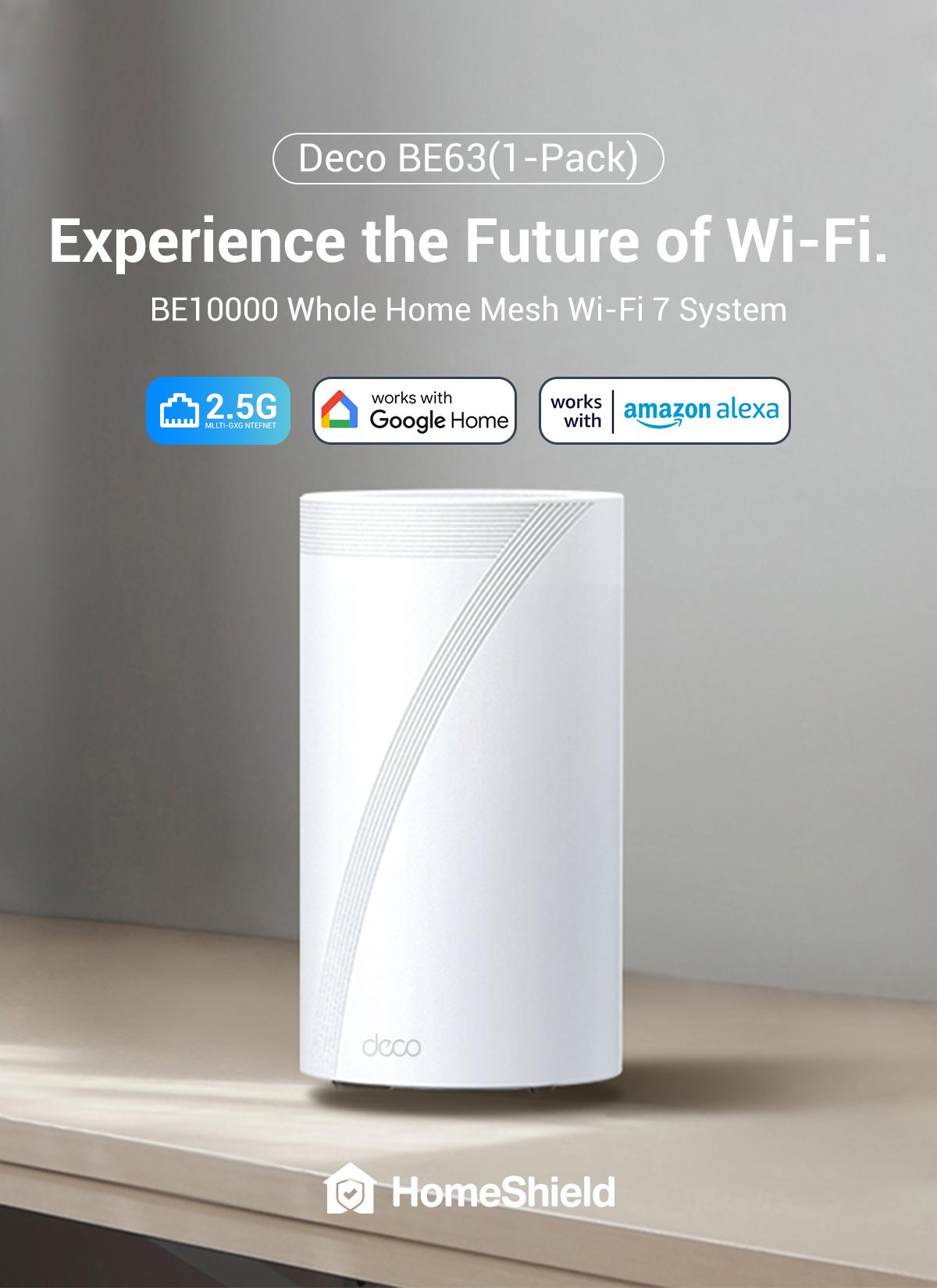 TP-Link Deco BE63  (2-Pack) Deco 7 Pro BE10000 Tri-Band WiFi 7Whole Home Mesh System- 6-Stream 10 Gbps, 5800 Sq.Ft Coverage, 4x2.5G Ports Wired Backhaul, 4X Smart Internal Antennas, VPN, MU-MIMO, HomeShield, Free Expert Support