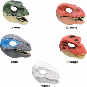 1 Cool Moving Jaw Dinosaur Mask, Latex Dinosaur Costume Accessory for Halloween Carnival Christmas Party Game Cosplay Prop
