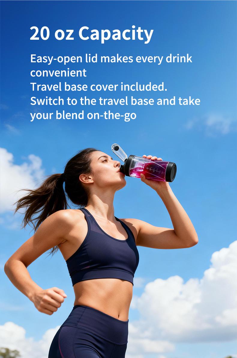 ZHENMI Personal Portable Blender with Digital Auto-Countdown Display, 20oz Leakproof Travel Cup with Guarded 6-Blade for Ice Crushing, USB-C Rechargeable, BPA-Free, Dishwasher Safe, For Shakes, Smoothies & Ice, Blend & Go Anywhere