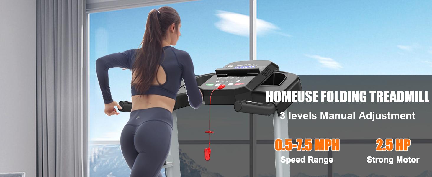 LIVIVOX 7.5 MPH Folding Pink Treadmill with Pulse Sensor 2.5HP Quiet Brushless Motor 265LBS Capacity Adjustable Speed LED Display Multi-Functional Smart Console Large Running Surface Foldable Easy Storage Home Office Fitness Equipment