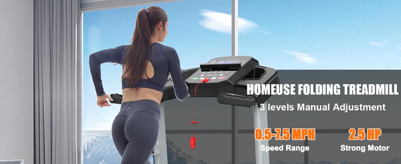 LIVIVOX 7.5 MPH Folding Pink Treadmill with Pulse Sensor 2.5HP Quiet Brushless Motor 265LBS Capacity Adjustable Speed LED Display Multi-Functional Smart Console Large Running Surface Foldable Easy Storage Home Office Fitness Equipment