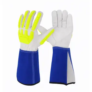 PAKNADA TPR Cow Leather Welding Gloves 14" Heat & Flame Resistant BBQ Work Gloves for Industrial & Outdoor Use with Kevlar Stitching Fire Resistant High Toughness