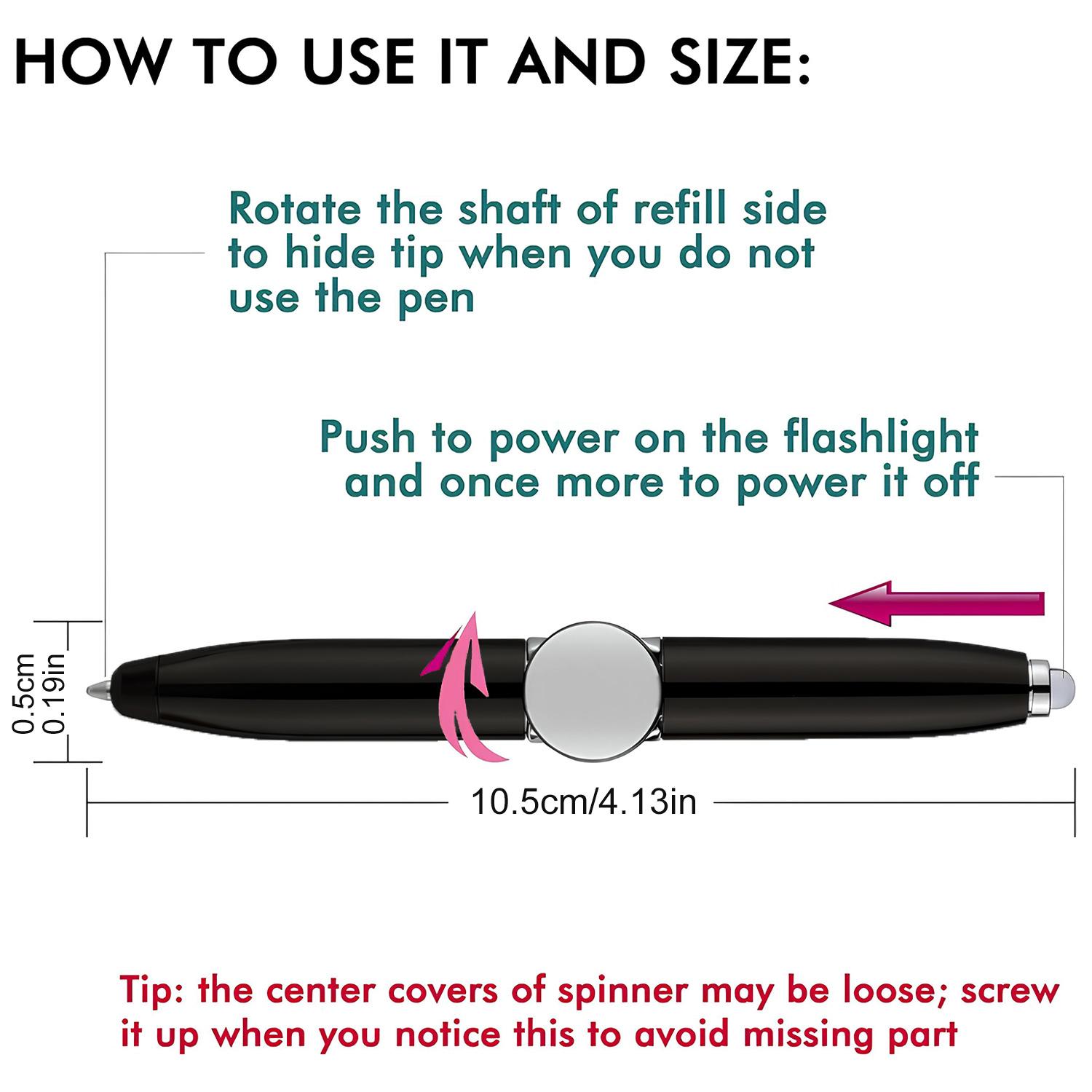 Fidget Spinner Pen Metal Ballpoint, Stress Relief Rotating Pen with LED Light, Writing Pen, Help ADHD Stress Reducer Ballpoint Pen Gift Pen Anti Anxiety, Office Stationery & Supplies, Office Accessories