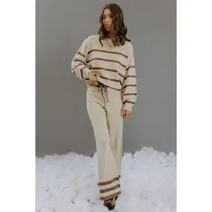 Cozy Darling High Waist Stripe Knit Pants