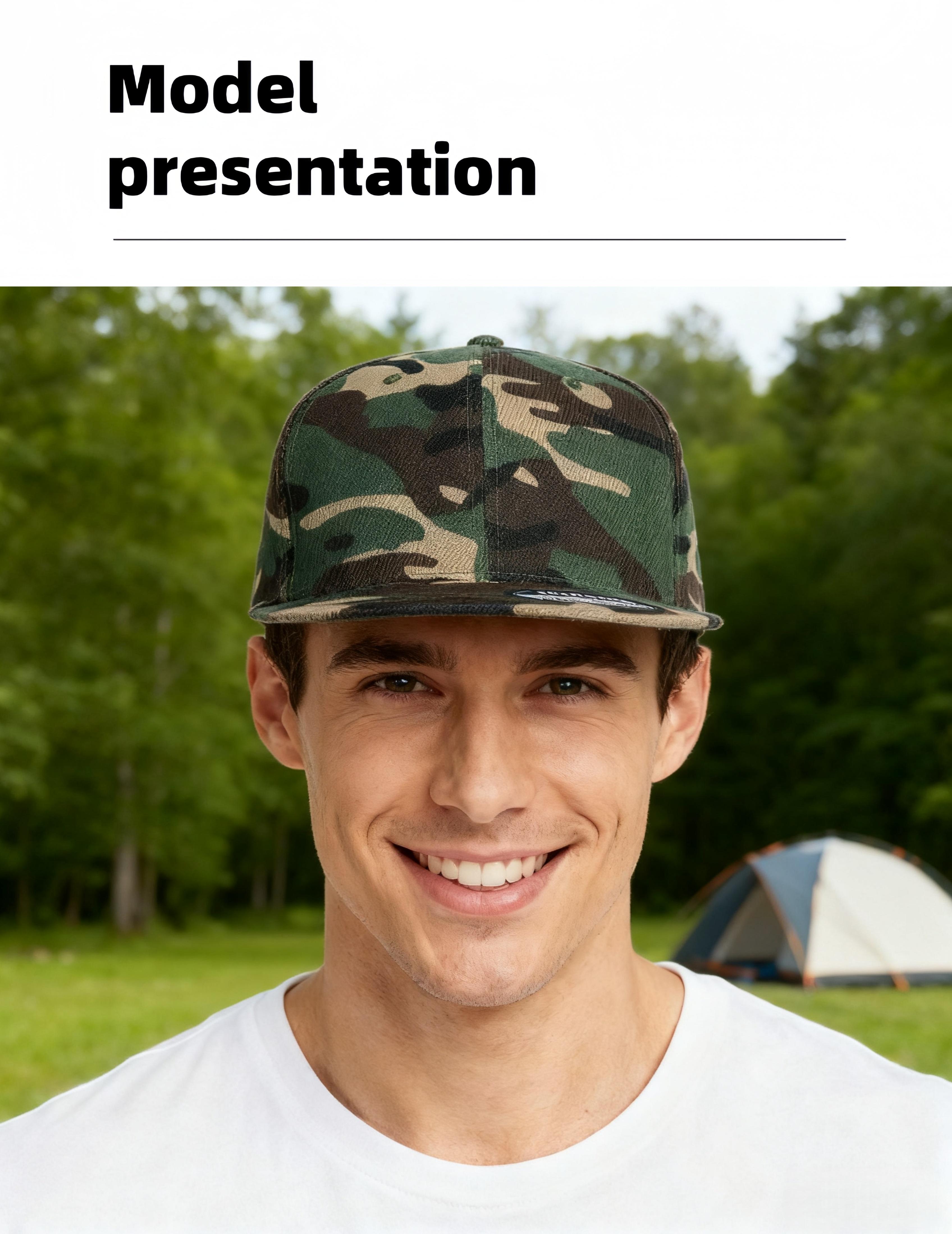 casual Camo Pattern Flat Bill Baseball Hat with Adjustable Strap for Custom Fit Trendy Plain Design Durable for Daily & Outdoor Wear trucker hat
