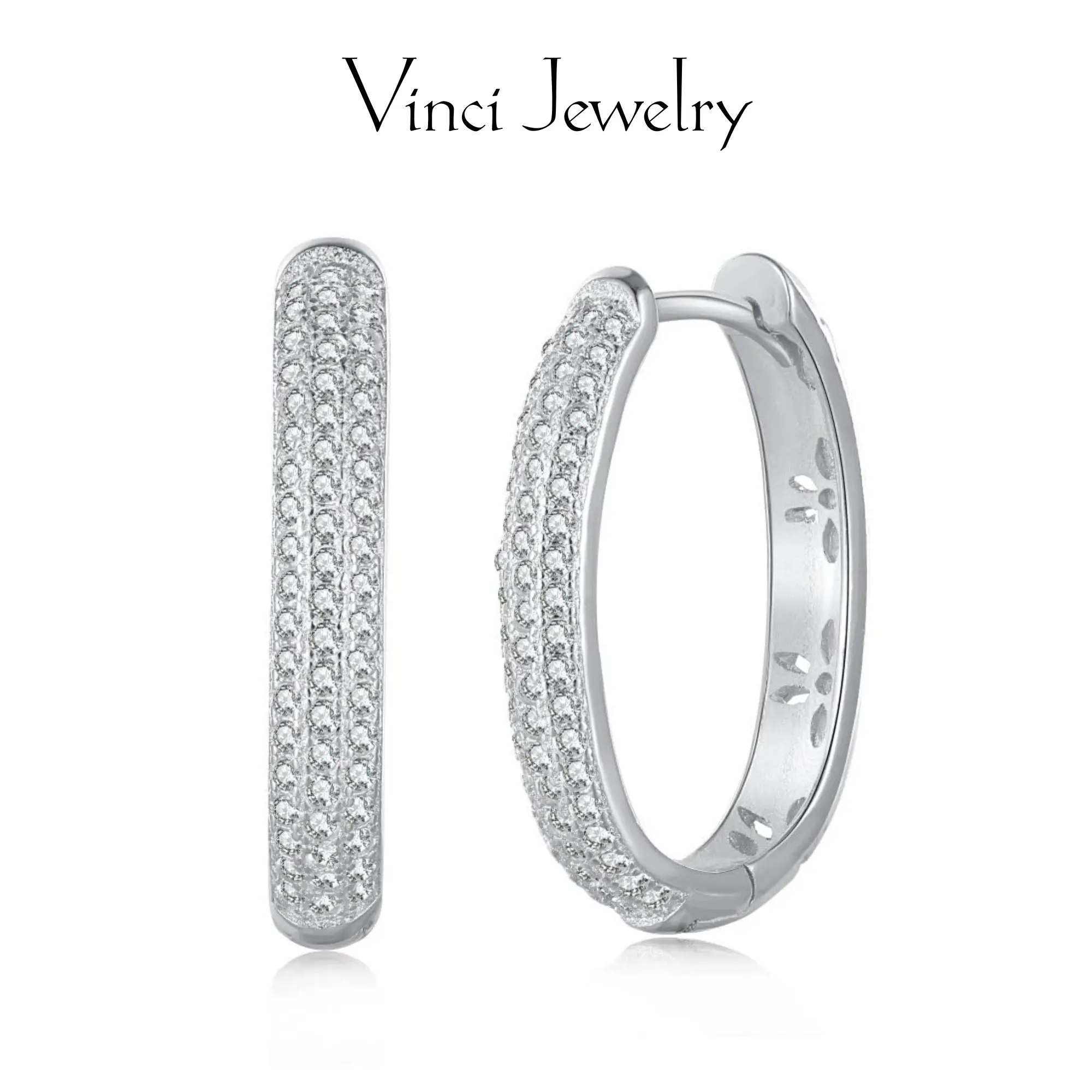Sterling Silver Cubic Zirconia Hoop Earrings, Huggie Hypoallergenic Luxurious and Fashionable Earrings, 18K Gold Plated, Birthday Gift