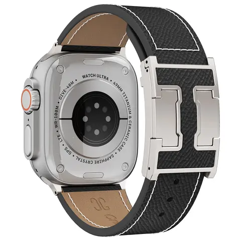 CRAZYGRASS Men's Genuine Leather Watch Band with Magnetic Clasp, Suitable for Apple Watch 44/45/46/49mm, Textured Leather Watch Strap for Business & Everyday Wear, Gift for Men (WATCH NOT INCLUDED), Accessories