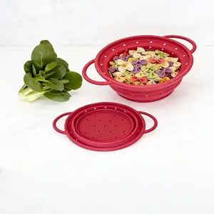 1PC Foldable Silicone Colander, Collapsible Fruit And Vegetable Washing Basin, Fruit Strainer, Pasta Blanching Basket For Food Contact Use