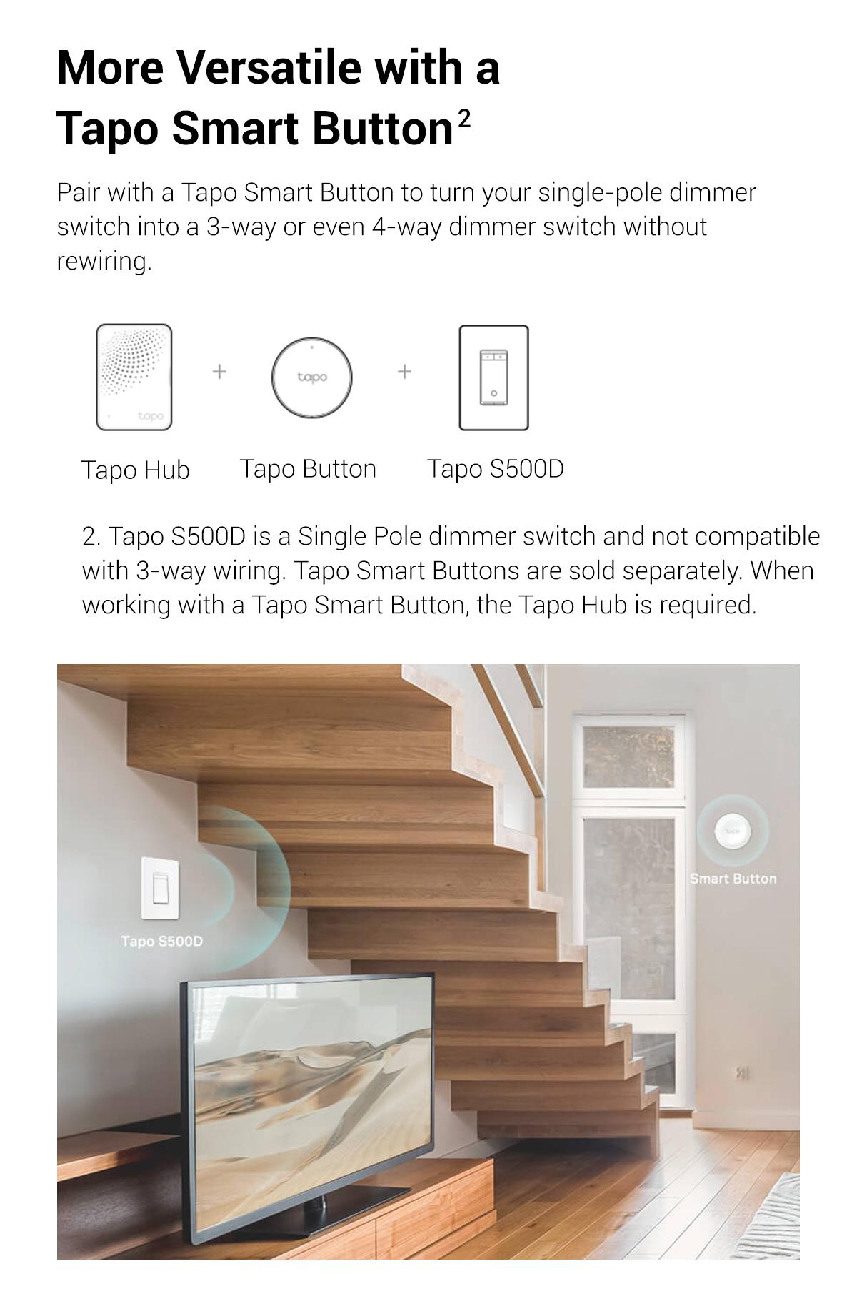 Tapo S500D (4-Pack) – Smart Dimmer Switch | Single Pole | Neutral Wire Required | 2.4 GHz Wi-Fi | Compatible with Alexa & Google Home | UL Certified | No Hub Needed | White Tapo S500D (4-Pack) – Smart Dimmer Switch | Single Pole | Neutral Wire Required | 2.4 GHz Wi-Fi | Compatible with Alexa & Google Home | UL Certified | No Hub Needed | White
