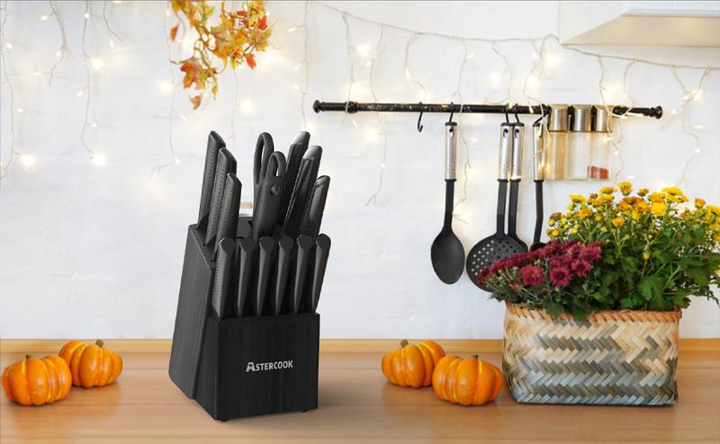 【valorant beta knife】Astercook 15-Piece Chef Knife Set, German Stainless Steel Handle, Rustproof, Black Block Storage, Includes Various Knives, Length 8 Inches Kitchenware
