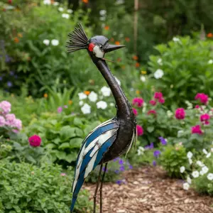 Recycled Metal Tall Crowned Crane