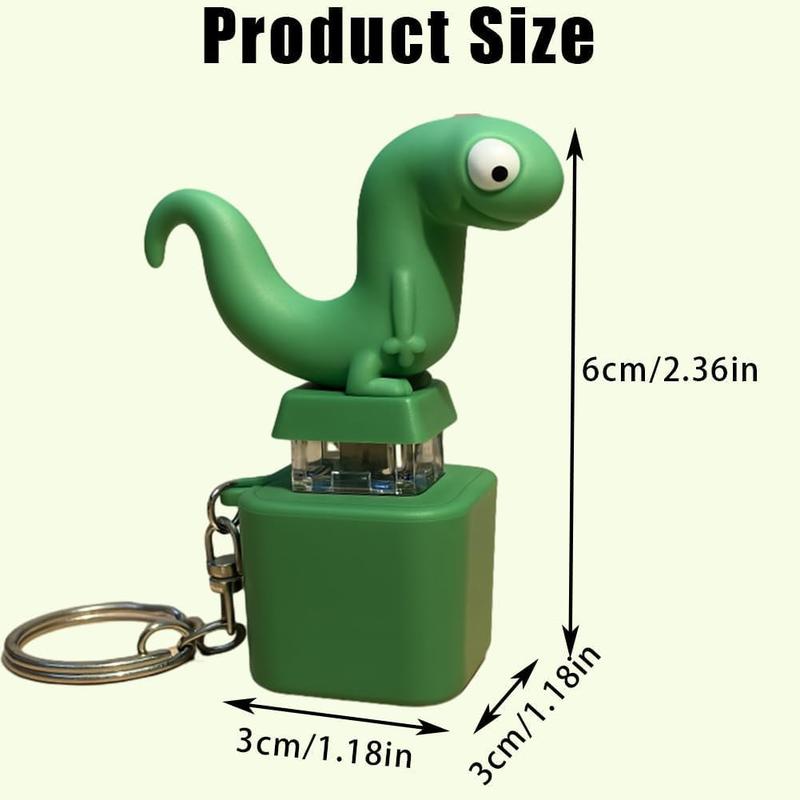 Lizard Button Keychain with Rechargeable LED Light Realistic Croak Color Changing Fun Toy for Kids & Adults Green Design