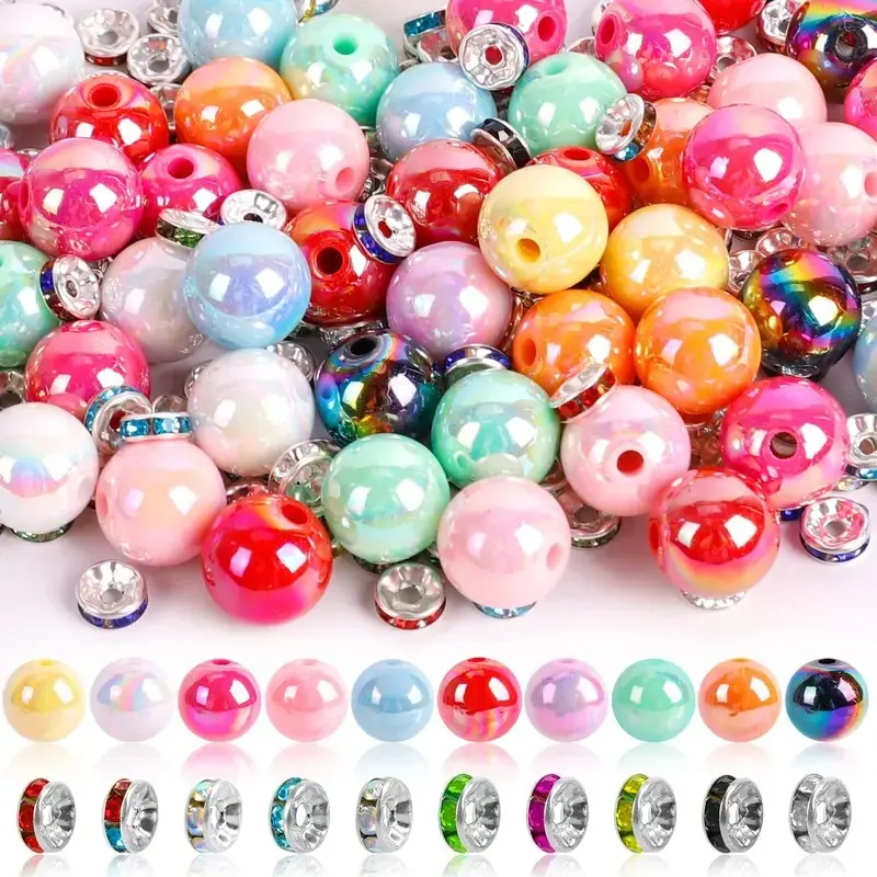 300 Pcs Rainbow Acrylic Bead Assortment, Colorful Spacer & Focal Beads for DIY Pens, Jewelry Making, Craft Projects, Mixed Sizes & Colors, Beading Supplies
