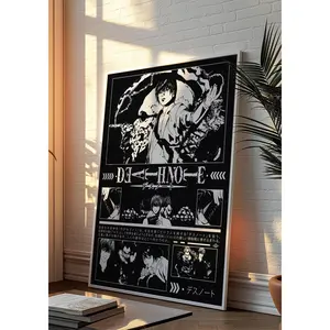 Death Note Minimalist Wall Art - L Lawliet & Light Yagami Poster - Classic Anime Aesthetic Decor - Unframed High-Quality Paper Print - Mystery Manga Fan Gift