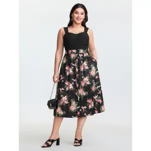 【Cottagecore Dress】 【Pocket Approved】 BLOOMCHIC Floral Textured Lace Trim Slit Midi Dress 2026 Summer Vibes Swimweek,summerwins