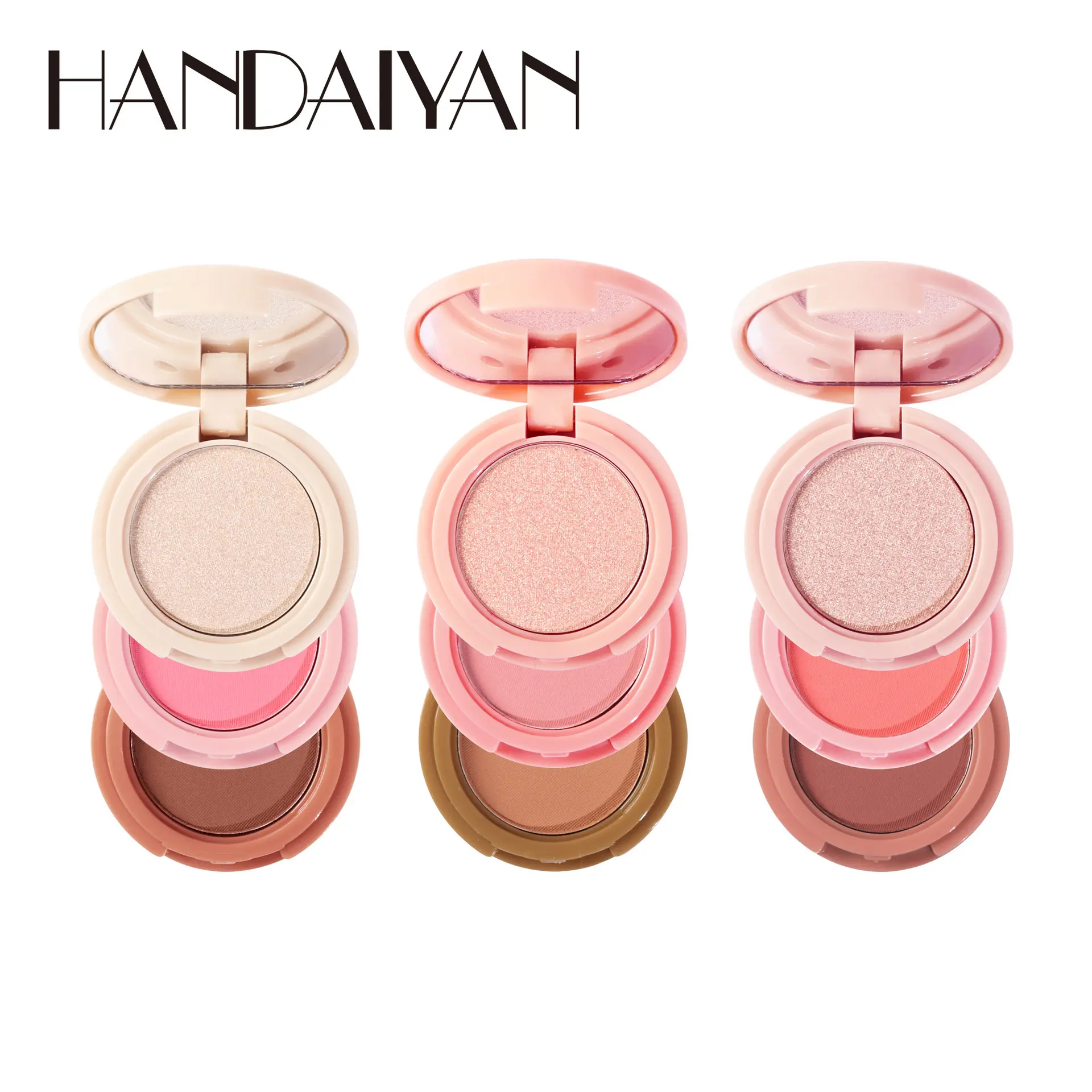 3-in-1 Contour Face Palette with Highlighter, Blush & Powder Bronzers - Long-Wearing Makeup Powder for a Natural Glow Finish, Lightweight Face-Ready Shades for Cheeks & Eyes, Eyeshadow, Cosmetic, Texture Powder