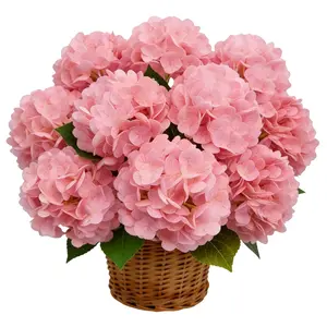 VIKINGS PANDA Fake Hydrangea Artificial Flowers with Stems 12 PCS 19.3" Latex Faux Hydrangea Flowers Bulk Real Touch for Vase Indoor Home Decoration Wedding Centerpieces Arrangements