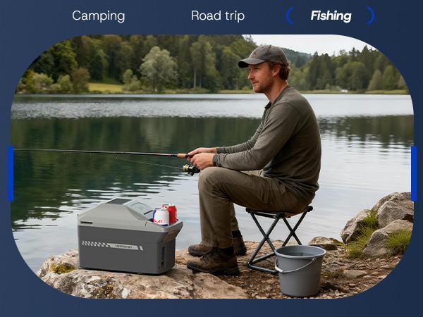 Upstreman car fridges 10QT/12QT Portable Electric Cooler & Warmer 12V Car Adapter Dual Cooling Heating Compact mini fridges with Shoulder Strap for Camping Travel Boat RV Refrigerator road trip AR09/AR11