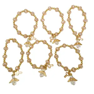 Bracelet with Angel Charm & Small Cross for Men & Women One Size Pack of 12 Ideal for Events Ceremonies and Guest Gifts