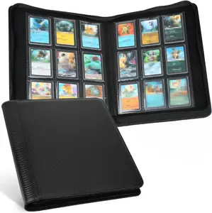 Toploader Binder, Holds 288 Toploaders, 9 Pocket Top Loader Binders with Sleeves for 3 X 4'' Toploaders, Double-Sided Pocket Top Loader Storage Binder, Trading Card Binder - Carton Black TPLDBINDERCARBONBLK-01