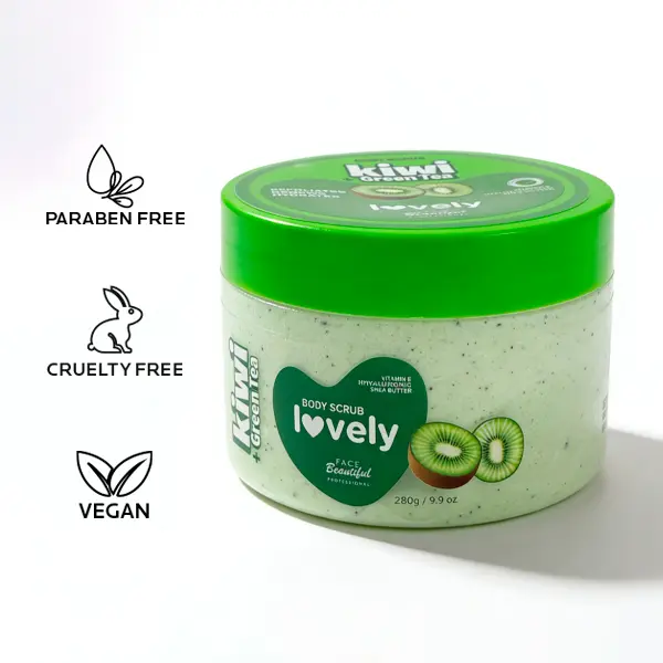 Face Beautiful Brazilian Kiwi & Green Tea Body Scrub - Creamy Exfoliating Formula for Smooth, Hydrated Skin, Weekly Body Care, 280 g / 9.9 oz