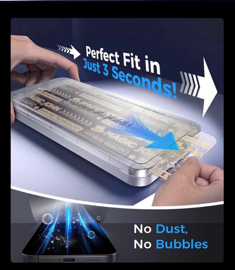 NEW -  MAGIC JOHN Premium Upgraded Privacy Screen Protector Dustproof Bubble-Free Design Ultra-Clear for iPhone & Samsung