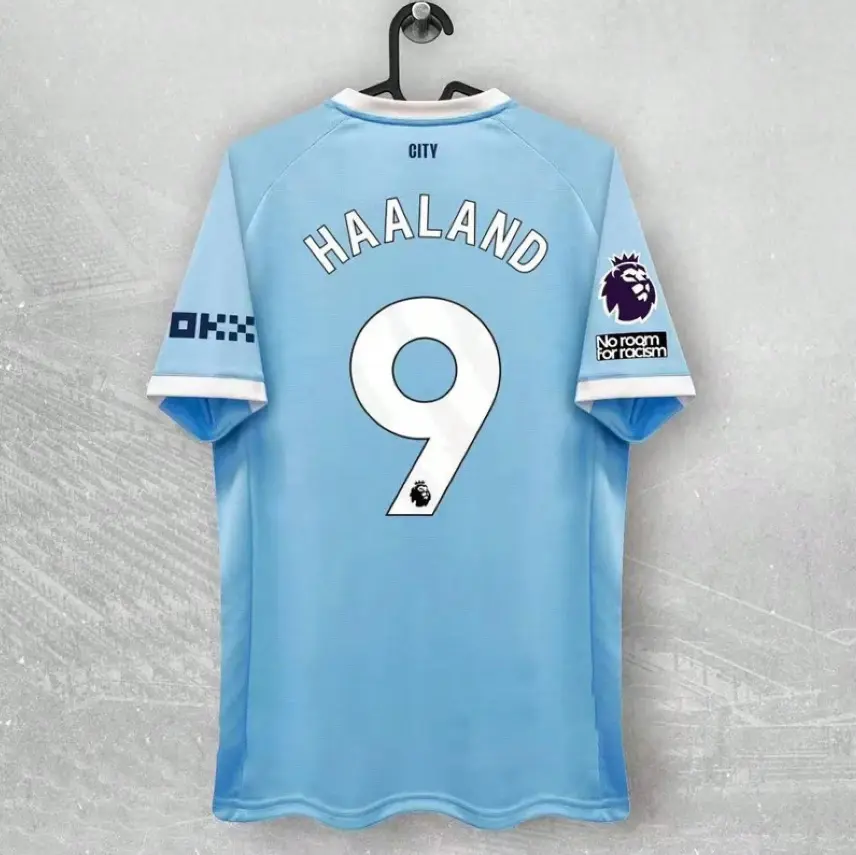 [ FULL LOGO ] 2026 Light Blue Soccer Jersey No.9 – Breathable Football Fan Shirt, Unisex Short Sleeve Sports Top
