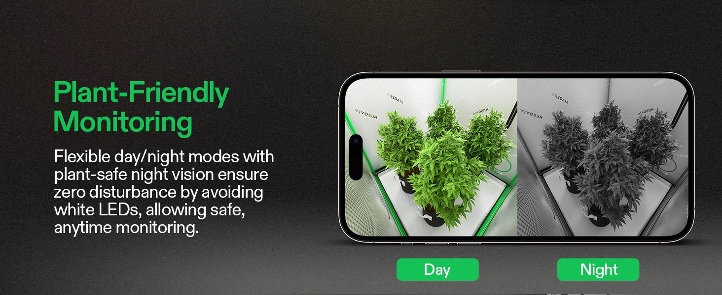 VIVOSUN GrowCam C4, 2K QHD WiFi Smart Camera for Grow Tent & VGrow Smart Grow Box, Timelapse, Night Vision, SD Card Storage, 2-Way Audio, App Control