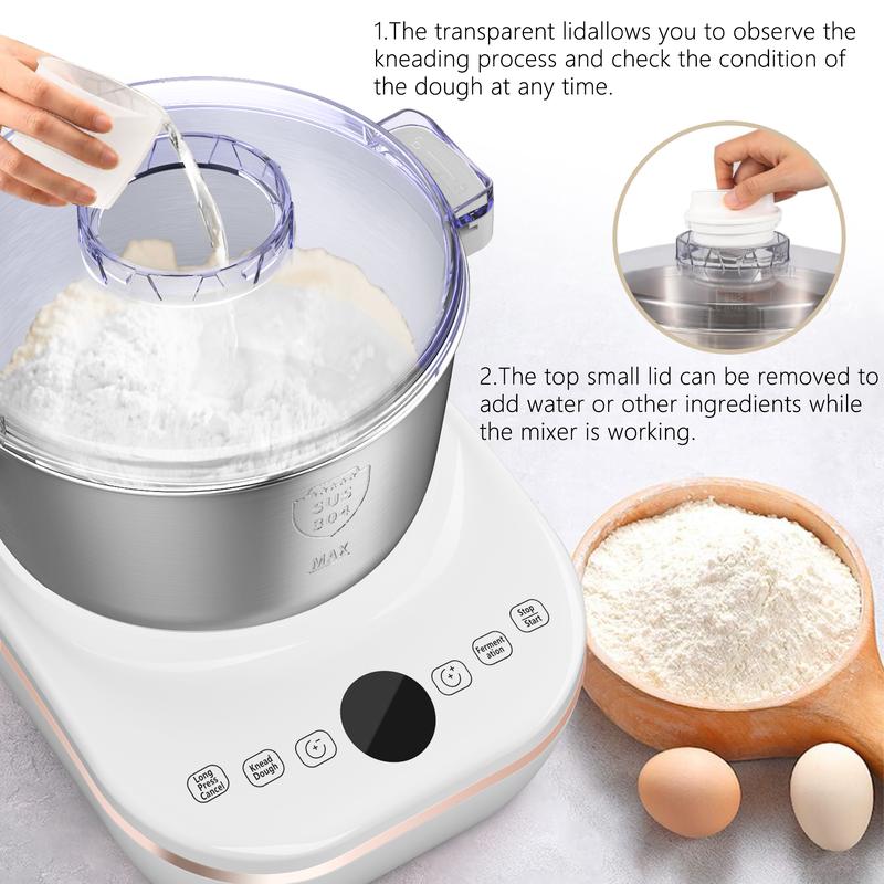 AIZIYO DoughChief 7Qt Electric Dough Mixer with Ferment Function, Dough Maker with 304 Stainless Steel Bowl, Microcomputer Control, Face-up Touch Panel, Easy To Clean for Bread & Pizza