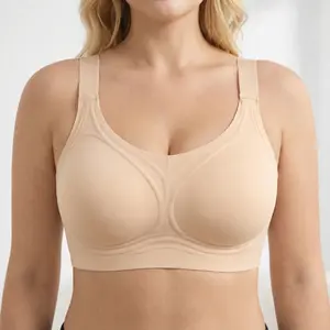 Womens Full Coverage Wireless Jelly Supportive Bra Push Up Plus Size Comfort Soft No Underwire Seamless Comfortable T-Shirt Bra Everyday Intentions Bras Triple Lift Support Womenswear Shell Style - Bridal