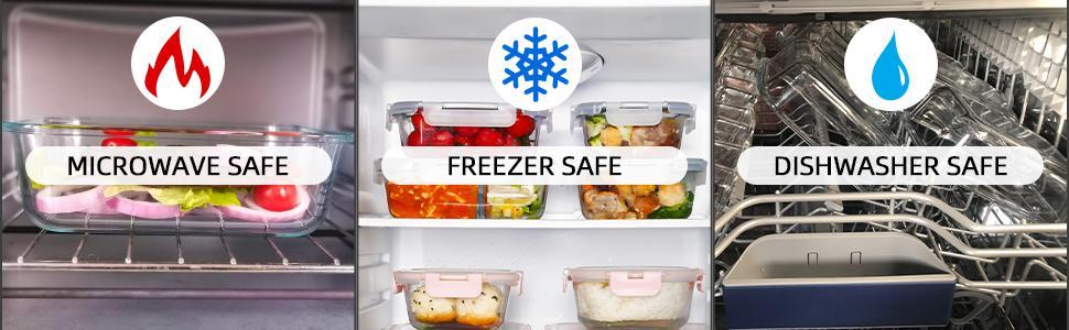 10Pack Glass Food Storage Containers with Lids Leakproof, Airtight Glass Meal Prep Containers For Lunch Rectangle,Dishwasher Safe Kitchen Set Utensils