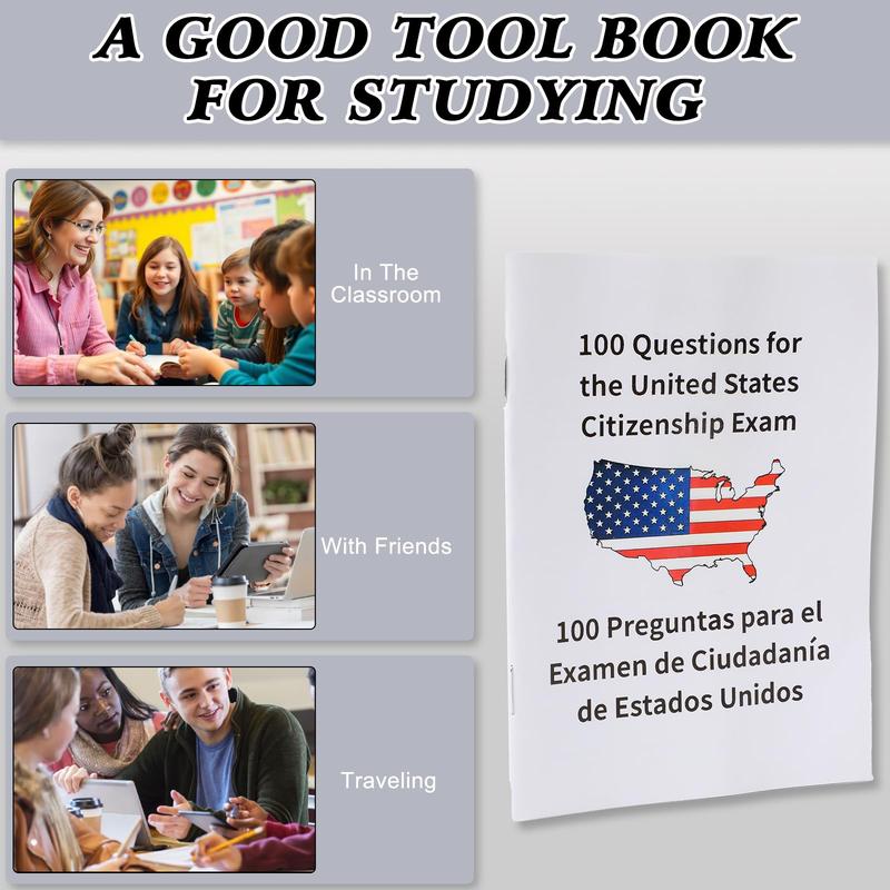 US Citizenship Flash Cards 2025 | 100 USCIS Civic Flash Card (Questions & Answers) | Bilingual English & Spanish Naturalization Test Study Guide | Includes Booklet & Portable Cards Ideal Gifts
