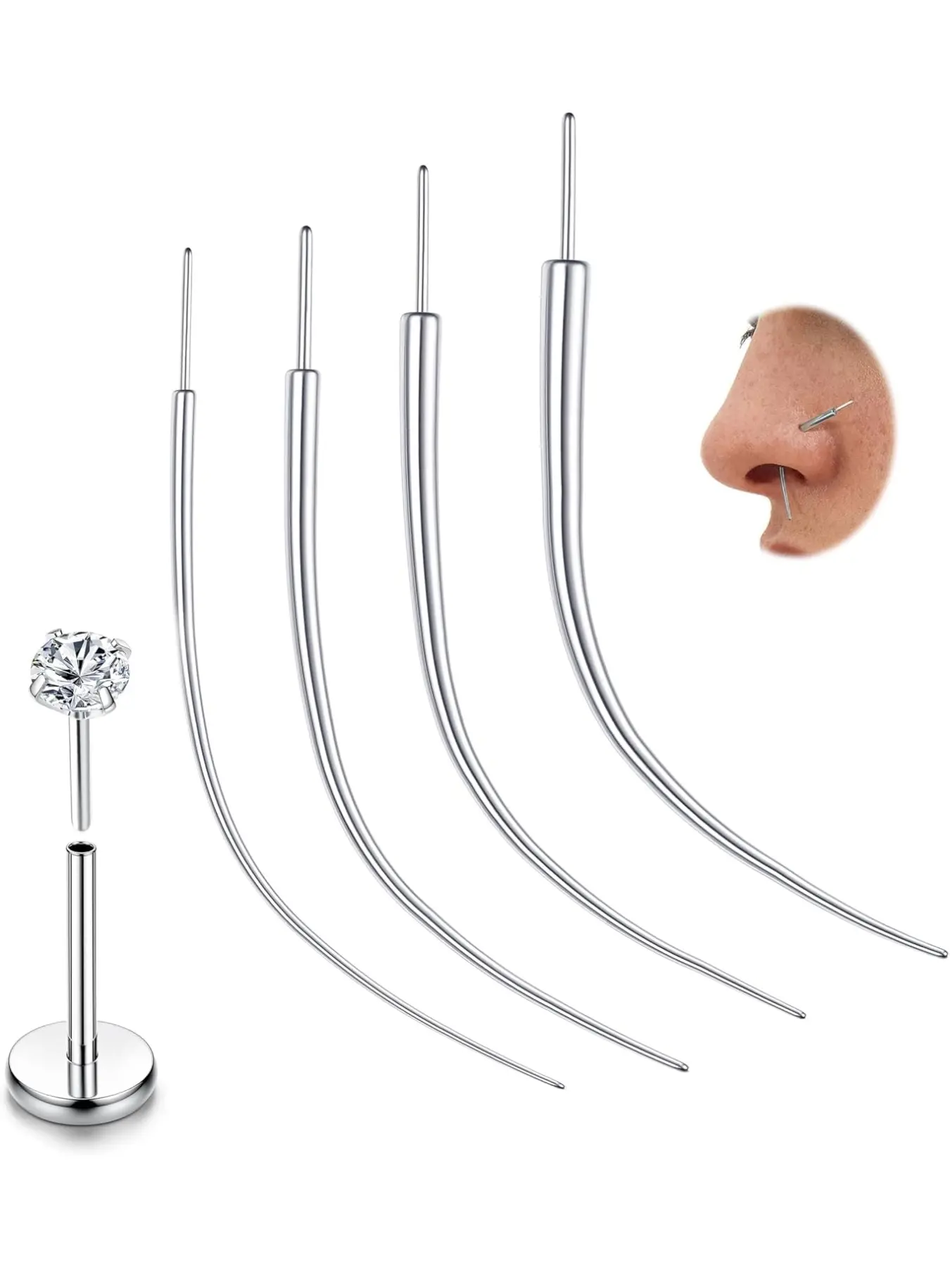 14G/16G/18G/20G Piercing Taper ASTM F136 Titanium Piercing Insertion Tool Ear/Nose Septum Piercing Kit Labret Insertion Tool Nose Piercings Kit Piercing Changing Tool for Lip/Eyebrow/Belly/Nipple/Tongue Piercing Jewelry