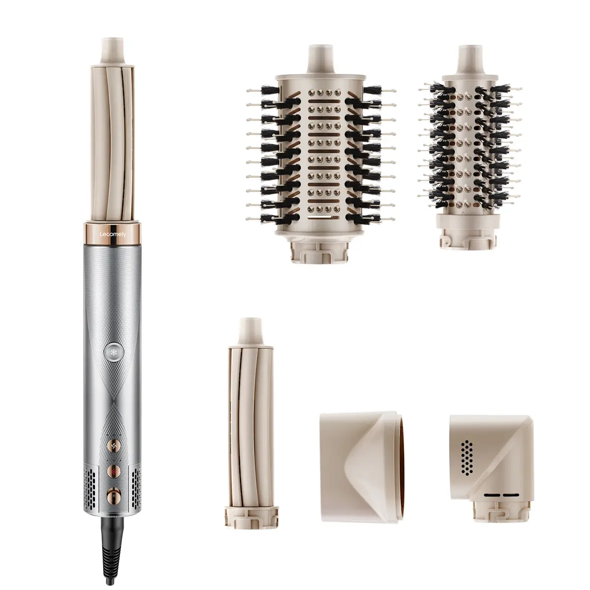 5 in 1 Air Wrap Hair Styler with Automatic Curler No Heat Damage Powerful Hair Dryer Fast Curling Volumizing Straightener Flawless Smoothing Lightweight Travel Size AirEdge A3, Brush, 5-In-1 Round Brush Blowdryer Hair Brushes & Combs