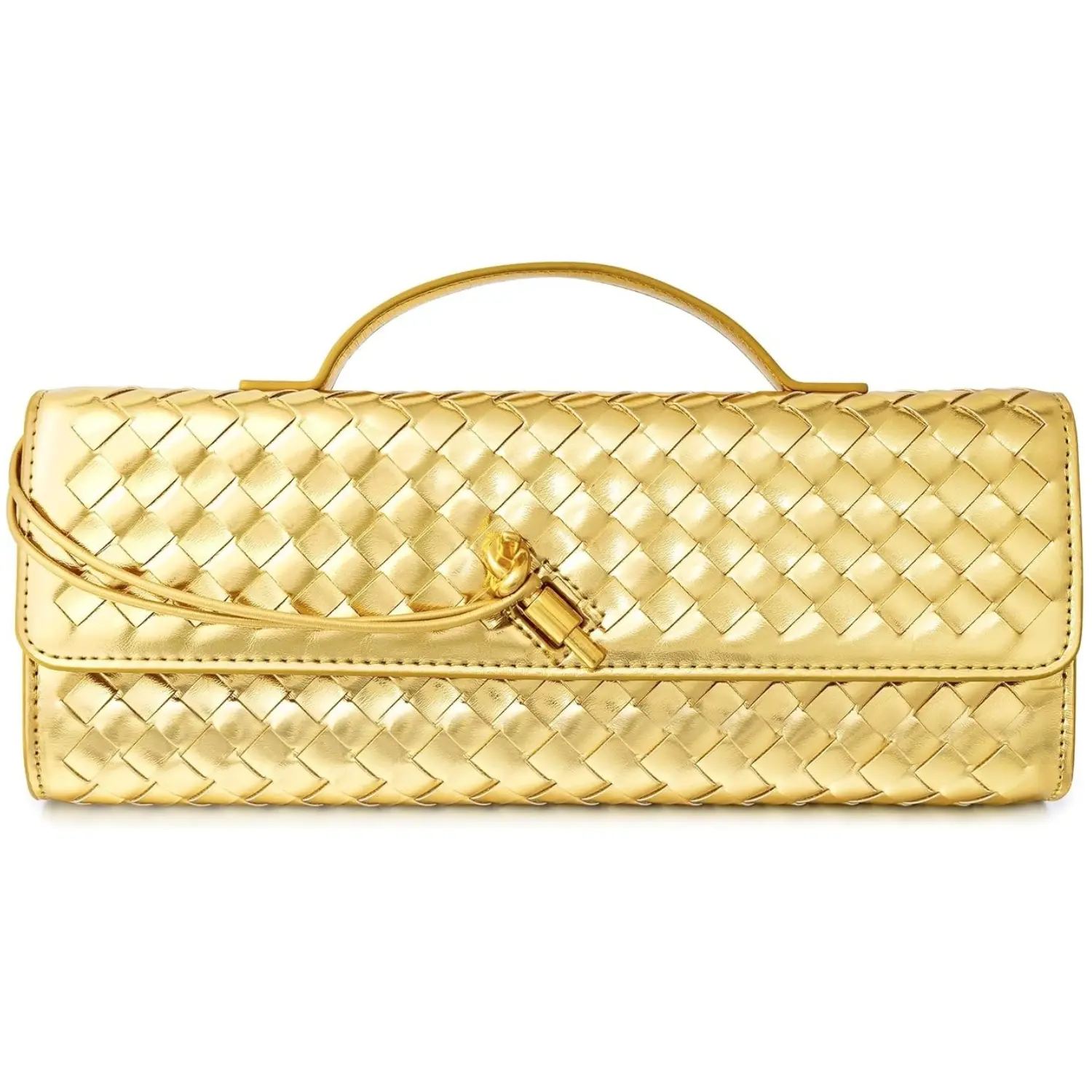 Woven Flap Clutch for Women, Vegan Leather & Suede Evening Crossbody Fashion Bag with Adjustable Strap for Parties Fashionable Bag Elegant Shoulder Bag