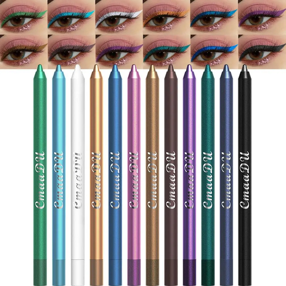 12 Color Eyeliner Pen (12pcs/set), Long Lasting Eyeliner Pencil, Easy Coloring Eye Makeup Pen, Professional Daily Makeup Accessories, Cosmetic, Longwear Eyeliner, Eye Pencils, Eye Makeup Supplies, Eye Makeup Product