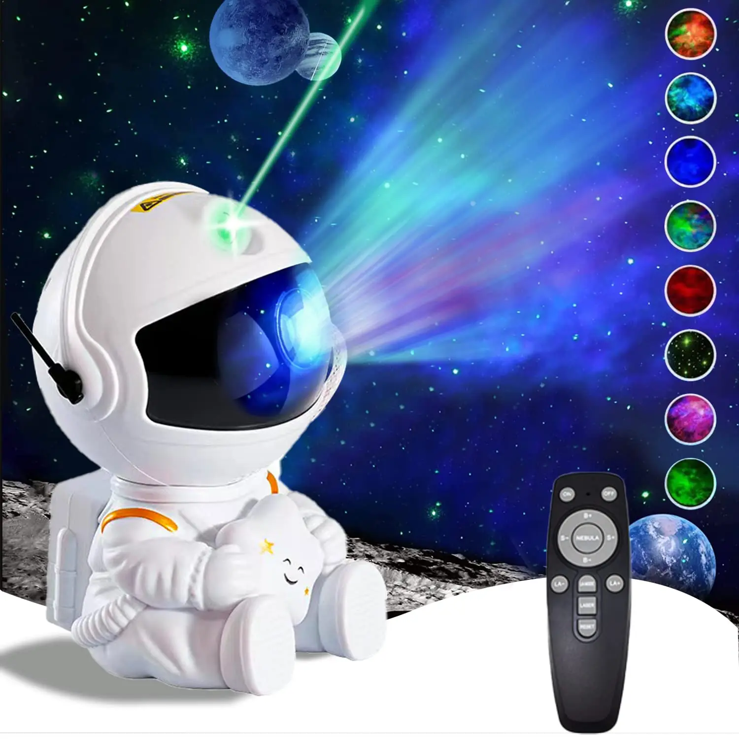 Astronaut Galaxy Star Projector LED Night Light - Adjustable Head Angle, Timer, Remote, Soft Glow Bedtime Light, Cosmic Room Decor, Nebula Ceiling LED, Kids' Birthday Gift, Party Supplies, Bedroom Room Decor
