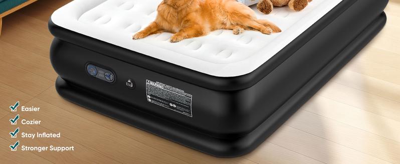 Air Mattress - Inflatable Blow Up Mattress Airbed with Built-in High Capacity Pump, Double Height, Adjustable, Non-Slip Bottom Design