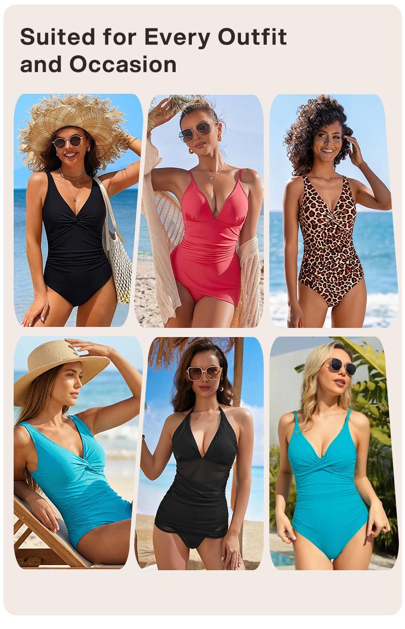Lilylove 2026 New Swimsuit Women's Sculpting One Piece Ruched Cross-Front Tummy Tucking Slimming Snatched Waist Shapewear Bathing Suit Swimwear Swimming Beach The Twist Front Collection Tankini Swimdress