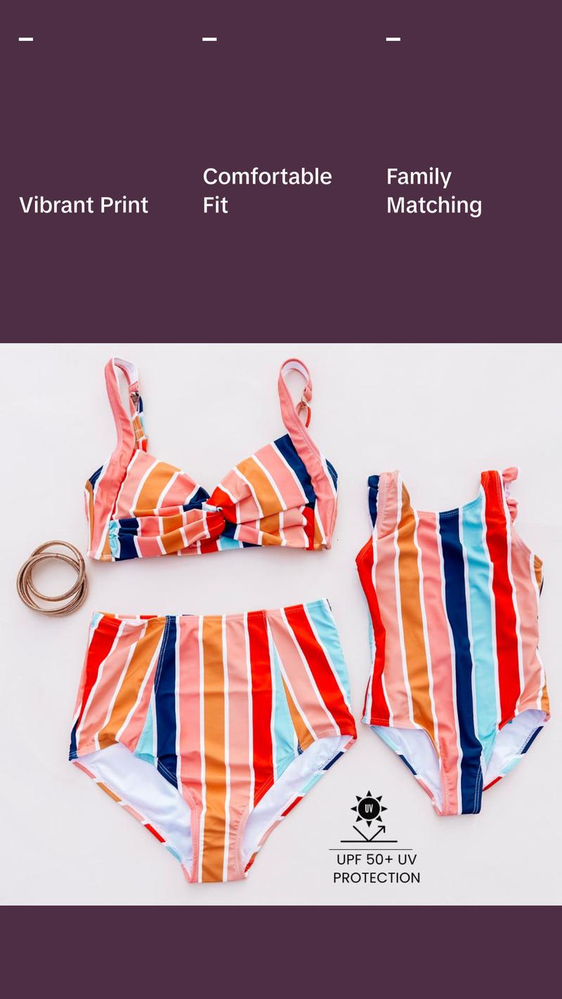 Family matching swimwear, family summer swimwear, Multi Striped Family Matching Swimwear