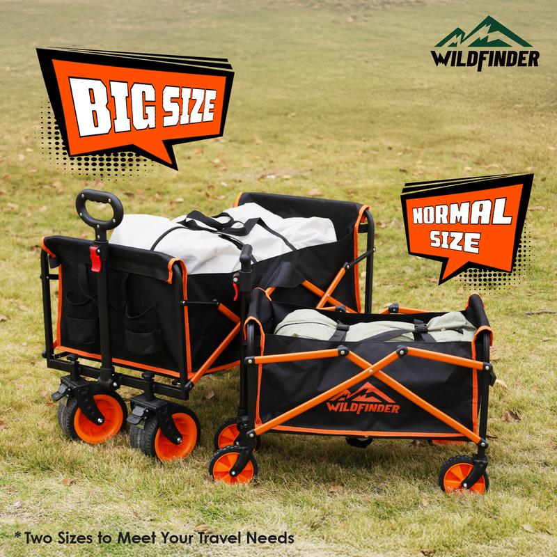 Lightweight Folding Utility Wagon with Wheels, Collapsible Heavy-Duty Cart (330 lbs Capacity) Featuring Adjustable Handle for Camping, Gardening, Sports & Grocery Use