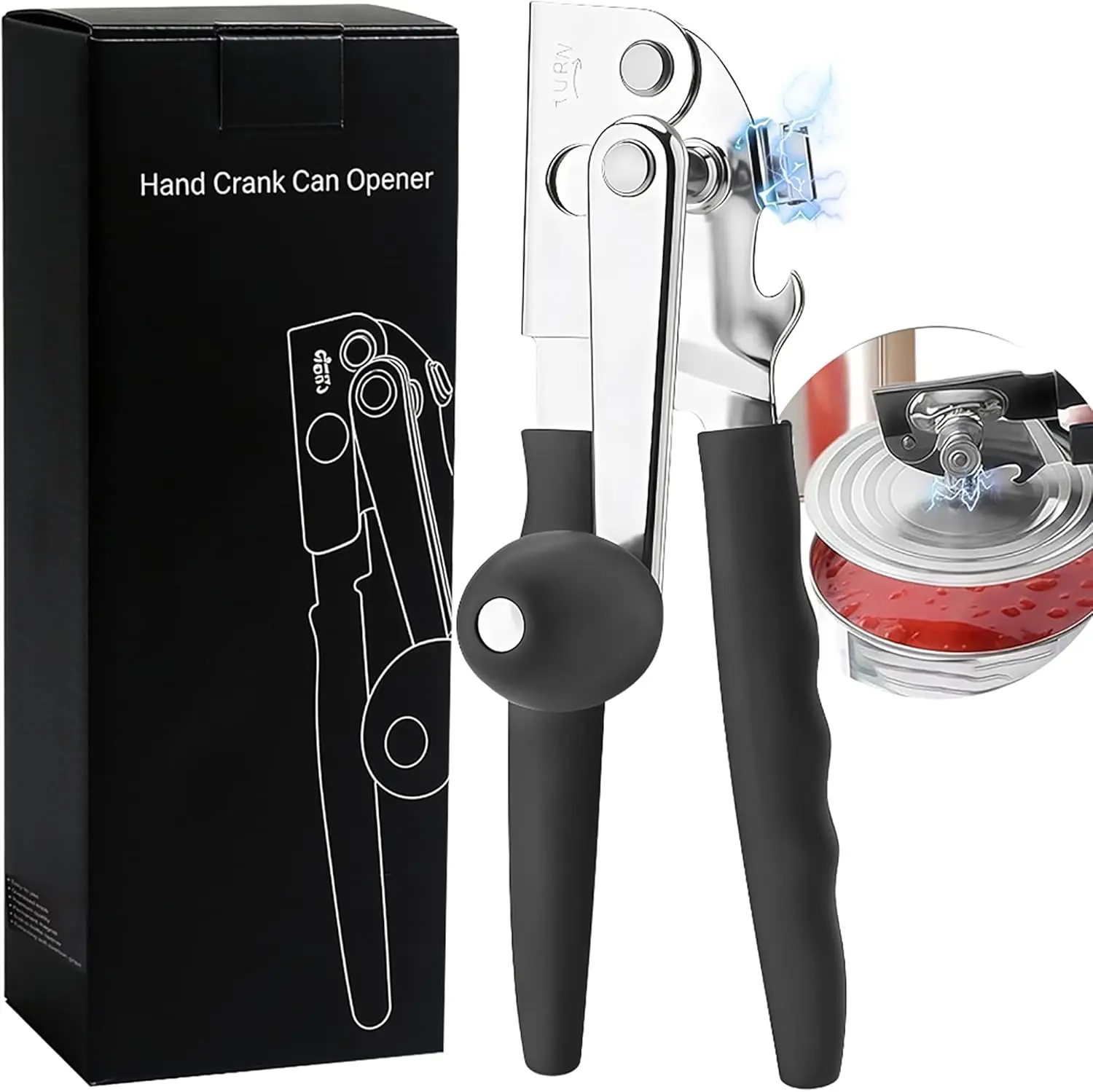 Stainless Steel Durable Heavy-Duty Manual Can Opener - Secure Grip Kitchen Utensil with Magnets, Damage-Free Bottle Opener for Home, Versatile Use