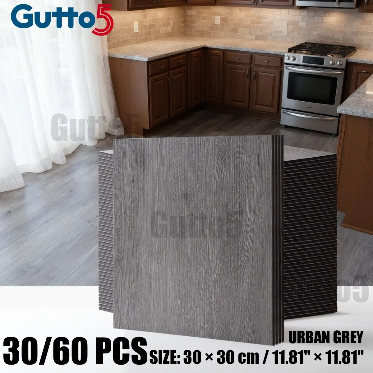 30/60pcs, Boxed thickened retro wood grain floor tiles, Wood Grain Pattern, self-adhesive wood grain effect, PVC vinyl material flooring, easy to peel and paste DIY detachable, easy to install, kitchen and bathroom, wall and floor renovation - Gutto5