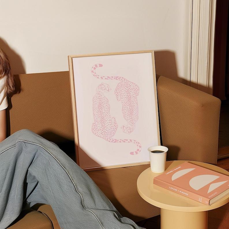 Pink Cheetah Wall Print Trendy Pink Gallery Set Of 2 Kiss Lips Wall Art Apartment Decor Preppy Room Decor College Dorm Leopard Poster Girly