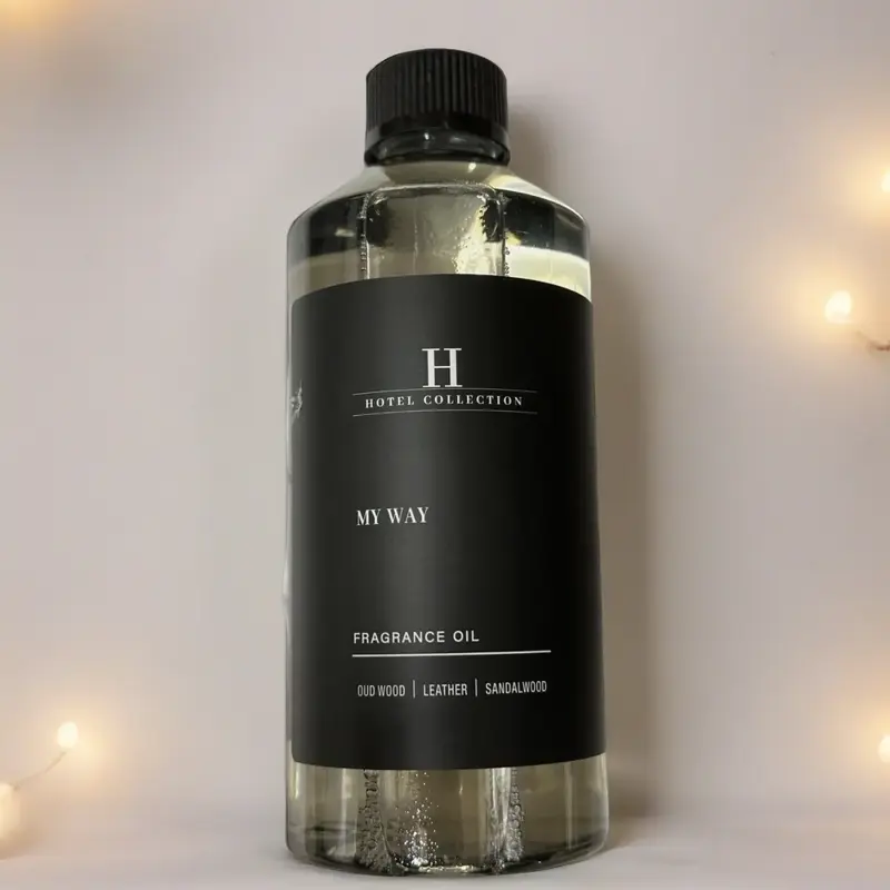 Hotel Collection 'My Way' Fragrance Oil (500ml) - Luxury Aromatherapy Scent Inspired by 1 Hotel with Notes of Leather, Sandalwood, & Oud Wood - 500ML Diffuser Oil for Home & Office Lavender Perfume | Room Aromatizer